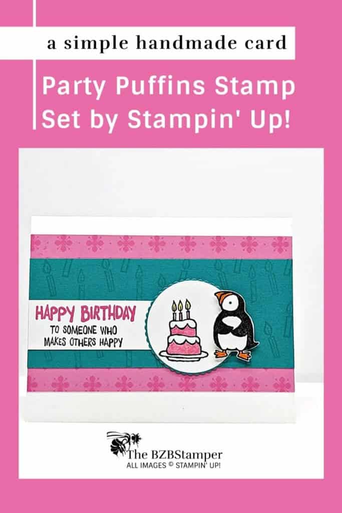 Party Puffins Stamp Set by Stampin' Up! 19 Pink Puffin handmade card