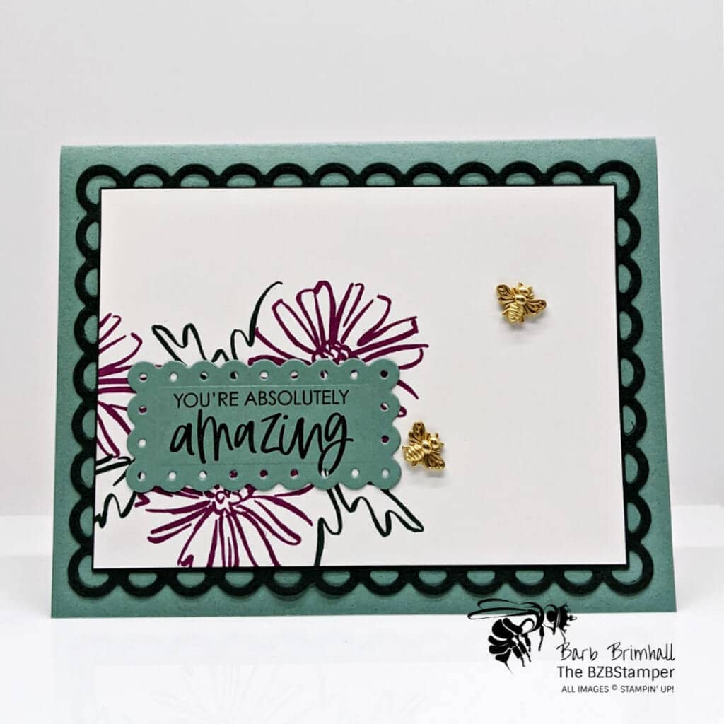 Color And Contour Bundle by Stampin' Up! 1 Green and Purple Floral Handmade Card