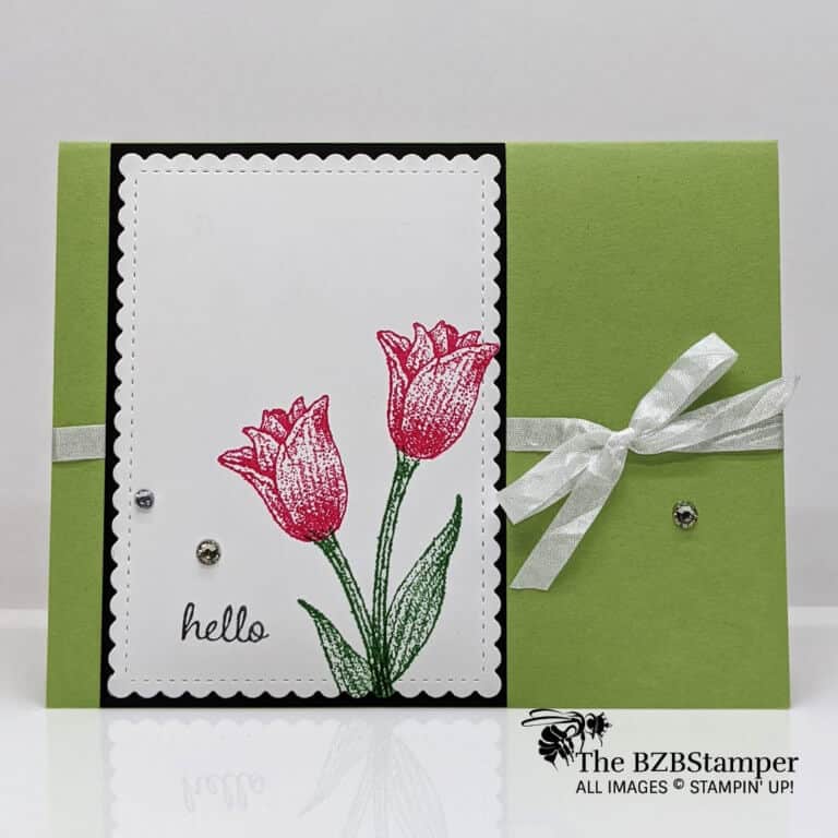 simple handmade Tulip Card in reds and greens