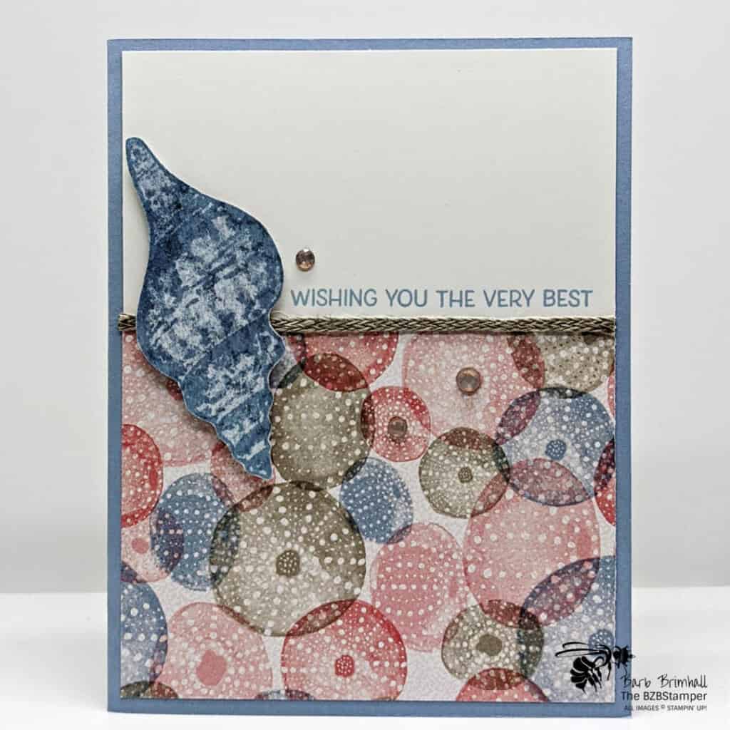 Simple Card using the Friends Are Like Seashells Stamp Set 1 Seashell Card in blues and pinks