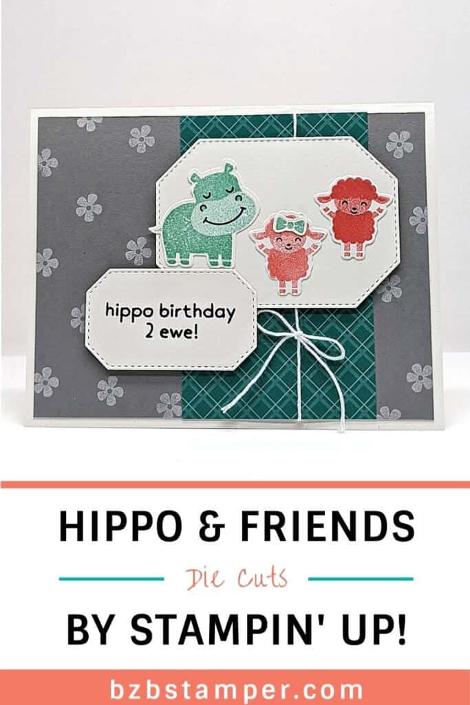 Easy Cardmaking with Hippo and Friends Dies 20 Hippos and Ewes handmade birthday card