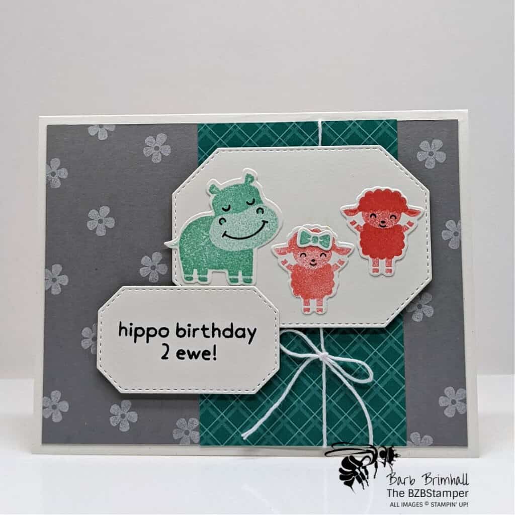 How to Use White Craft Ink 2 Hippos and Ewes handmade birthday card