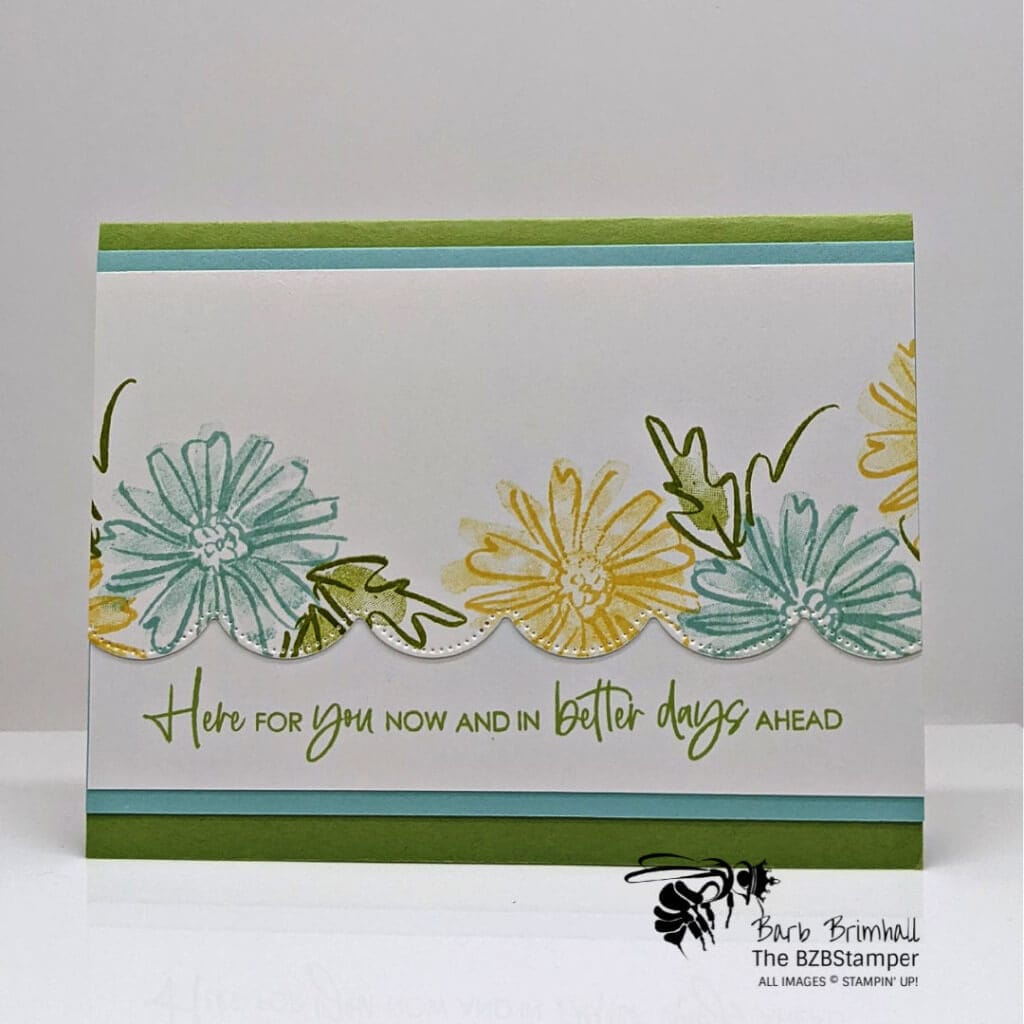 Making A Handmade Thinking of You Card 1 Handmade card with blue and yellow flowers