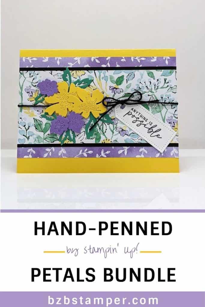 Hand-Penned Petals Bundle by Stampin' Up! 21 pink and yellow floral handmade card