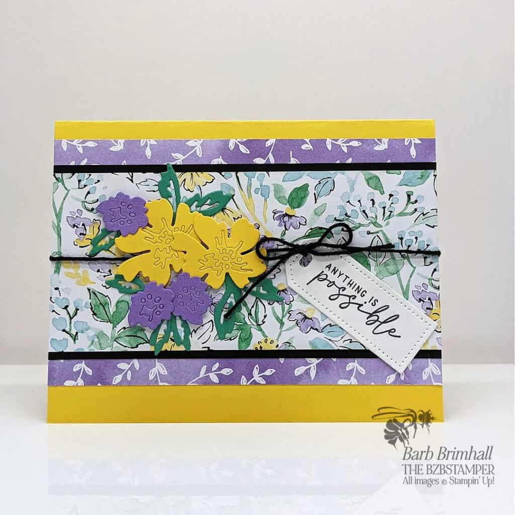 Hand-Penned Petals Bundle by Stampin' Up! 1 pink and yellow floral handmade card