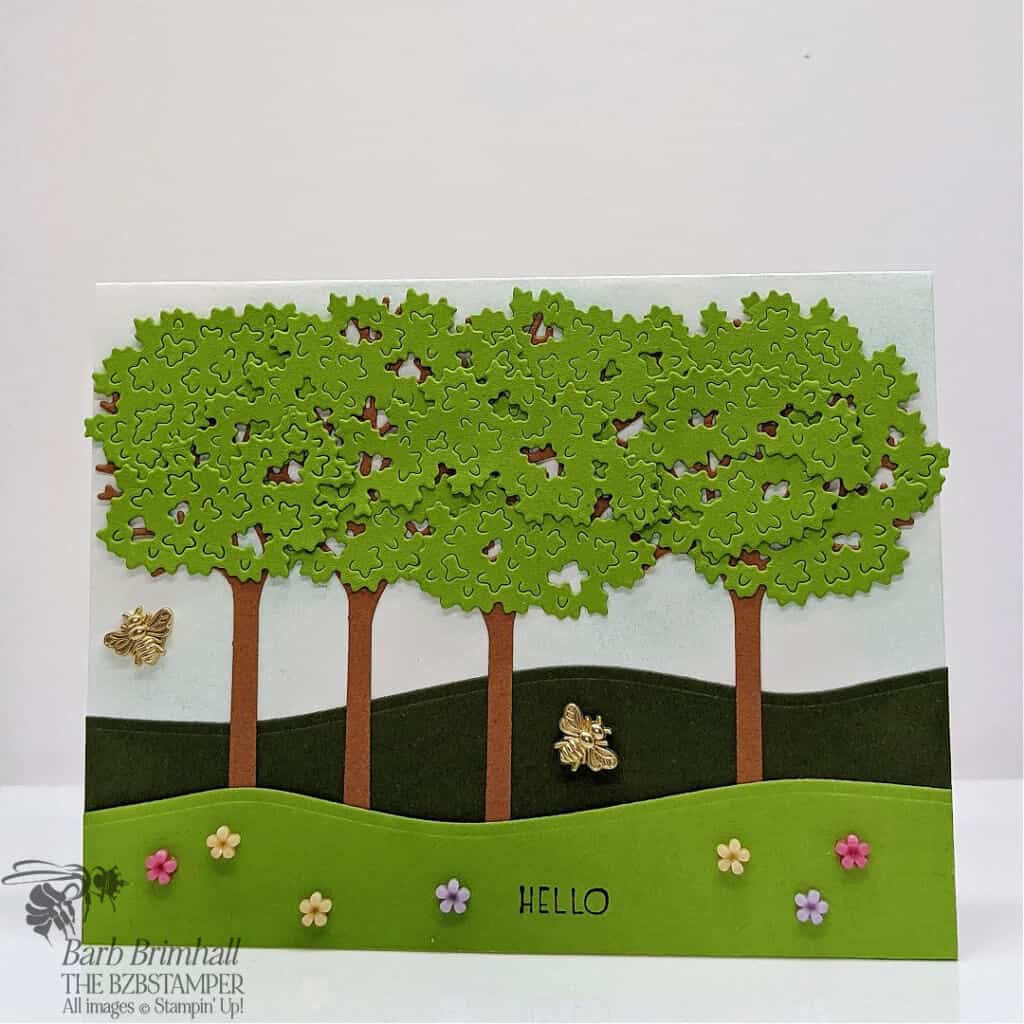 Celebrate Summer with the Inspired Thoughts Bundle 1 handmade card with trees in green