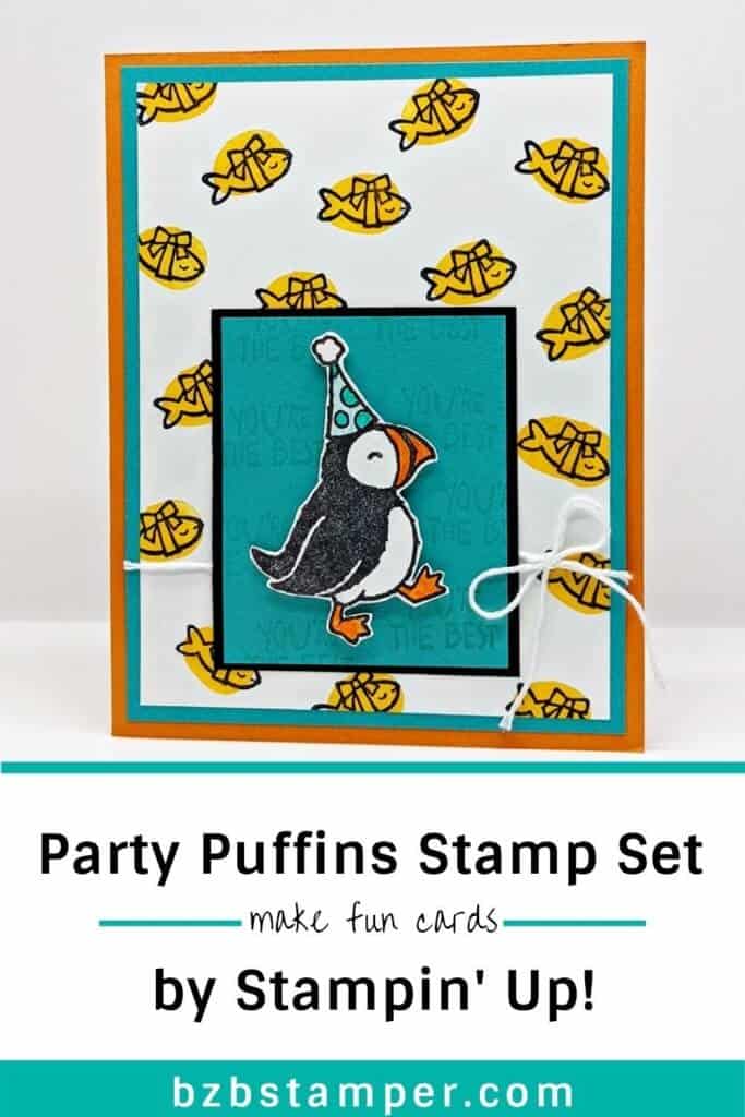 Fun Card Sketch using the Party Puffins 20 handmade birthday card with puffins and fish