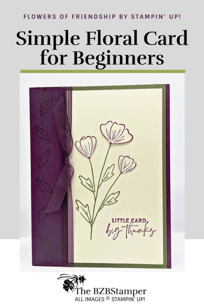 Simple Floral Card for Beginners 13 Handmade floral card in purple and green
