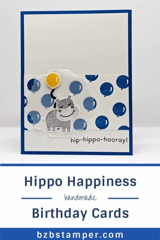 Hippo Hooray Handmade Birthday Card 20 Handmade Hippo Birthday Card in Blue
