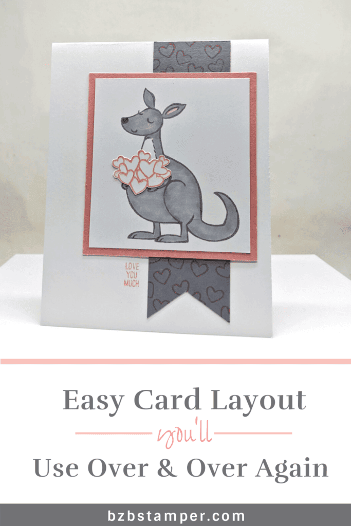 Easy Card Sketch You'll Use Over and Over Again 17 Easy card sketch featuring a kangaroo in grey and pink