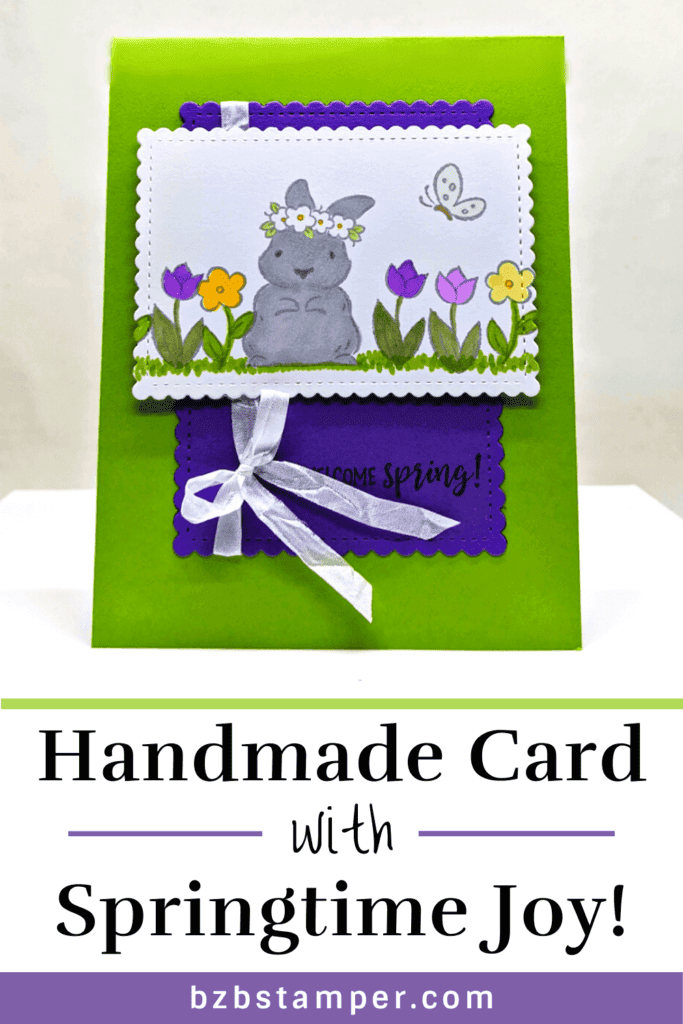 Adorable Springtime Card for Friends 23 Green and Purple Bunny Card using the Springtime Joy Stamp Set by Stampin' Up!