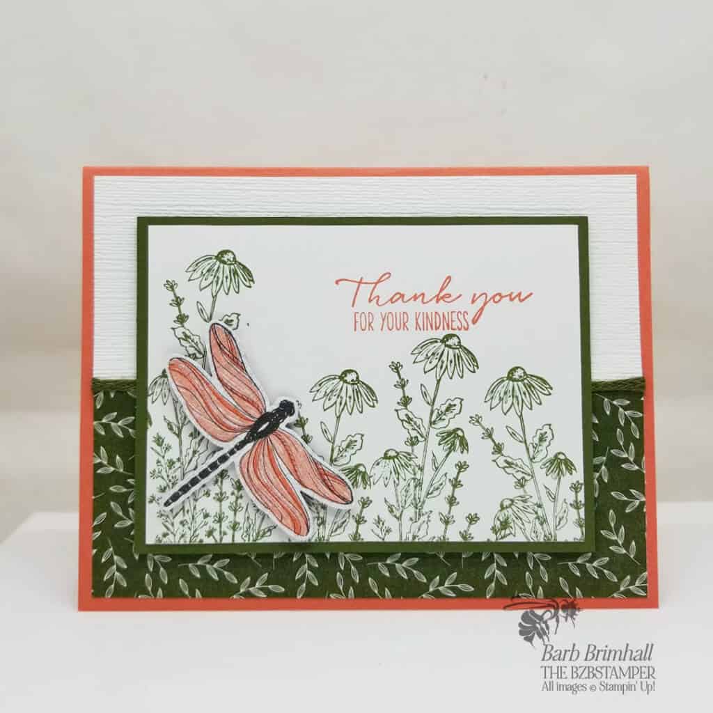 A Simple Dragonfly Thank You Card 1 Simple Thank You Dragonfly Card in pink and green