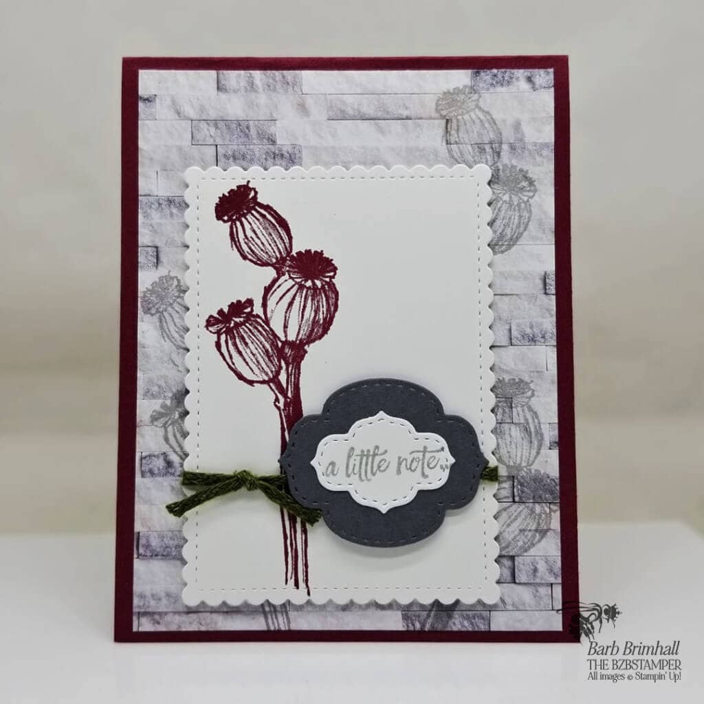 Using Patterned Paper in Card Making 1 Stampin' Up! Enjoy the Moment Stamp Set with burgundy flower