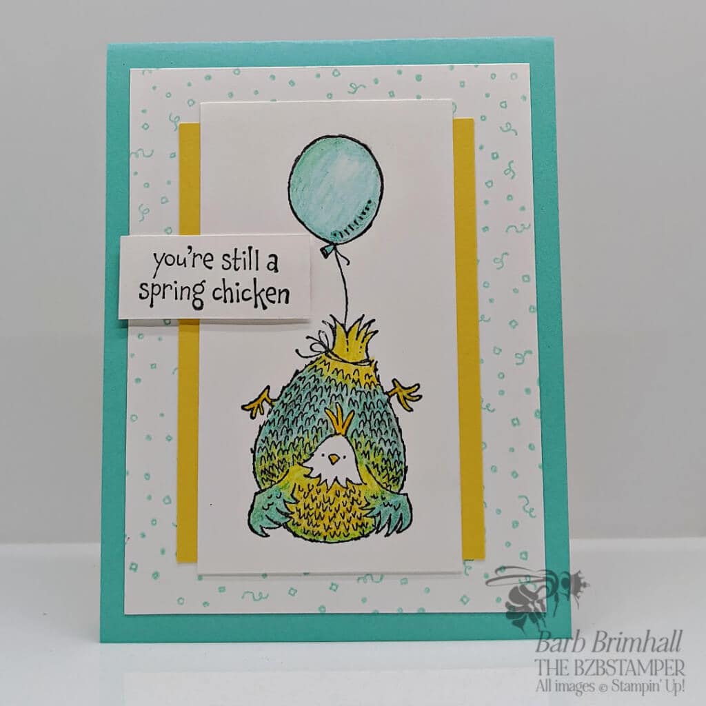 Fun Birthday Card for your Favorite Spring Chicken 1 Fun Birthday Card in yellow and blue
