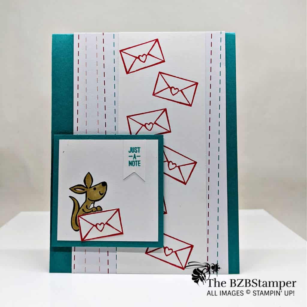 Make a Happy Mail Greeting Card 1 Kangaroo note card in blue and red