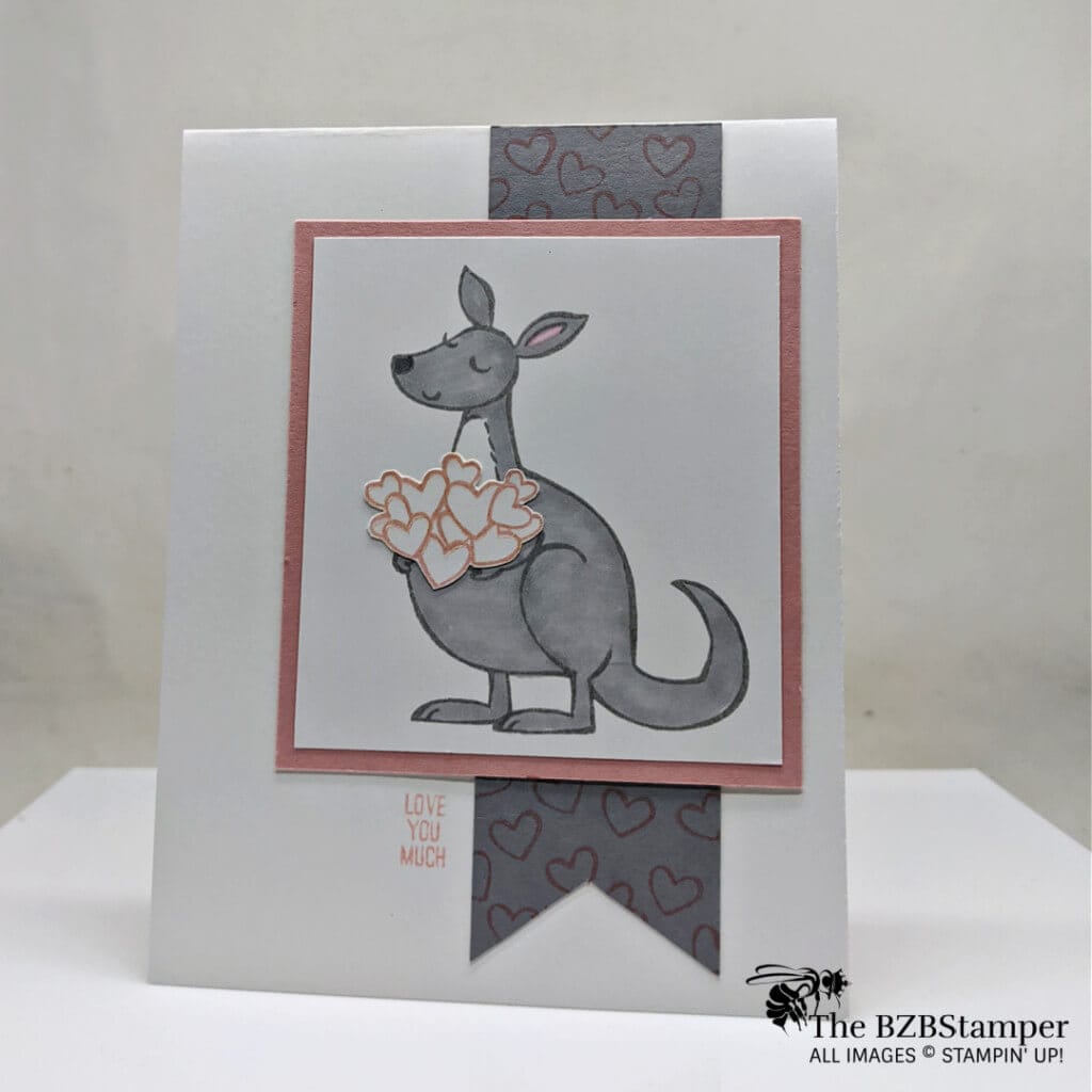 Easy Card Sketch You'll Use Over and Over Again 1 Easy card sketch featuring a kangaroo in grey and pink