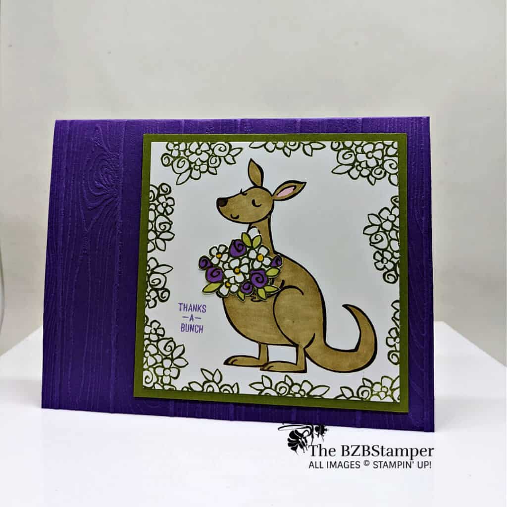 The Perfect Kangaroo Thank You Card 1 easy handmade card featuring a kangaroo in purple and green