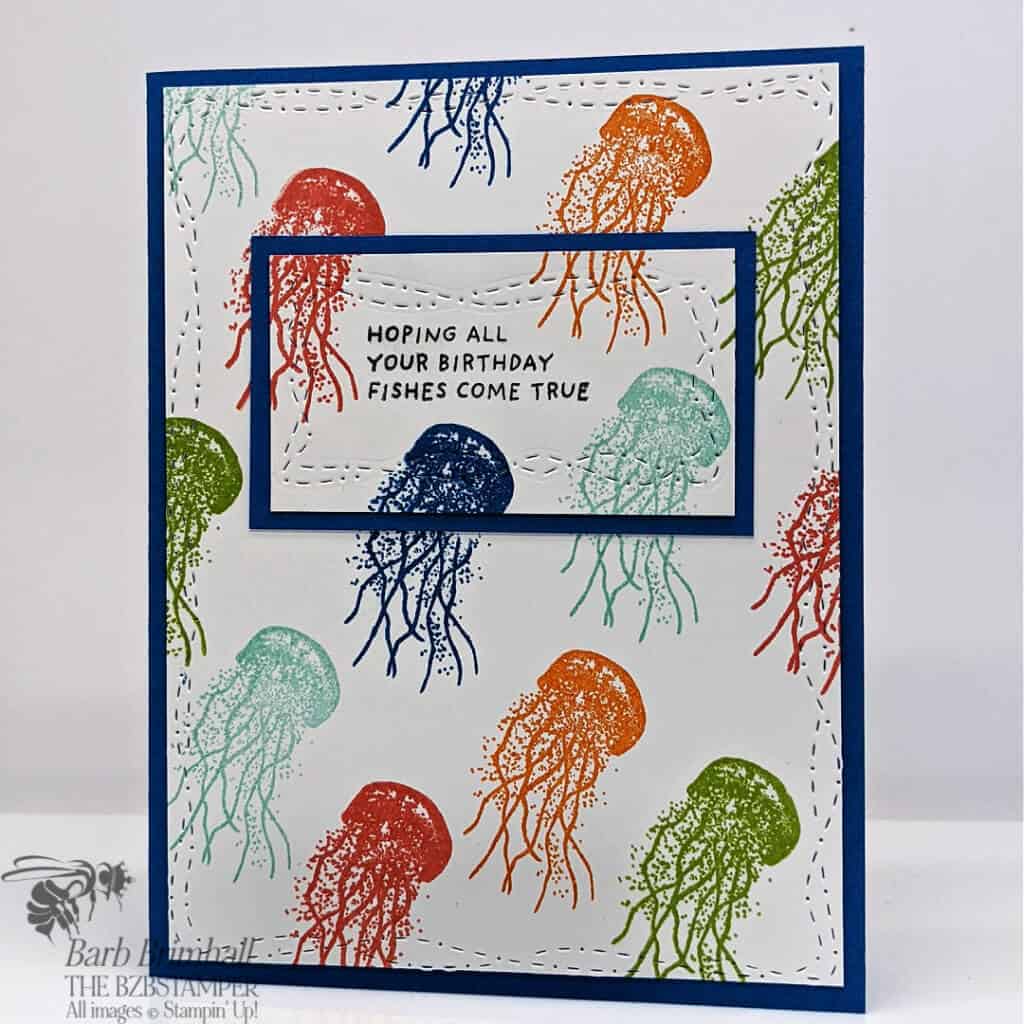 A Handmade Birthday Card for Him 1 Stampin' Up! Whale Done jellyfish card in various colors
