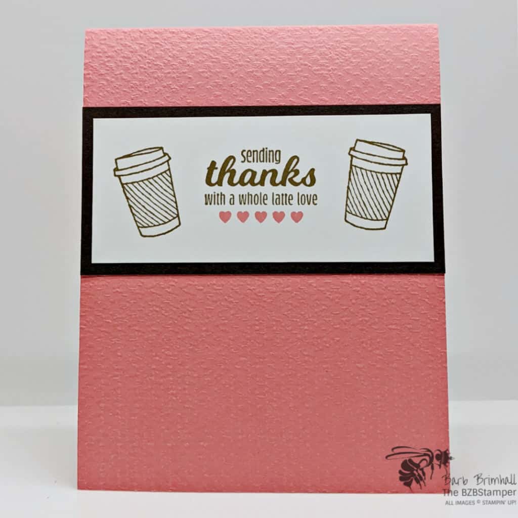 Brew up this 5-Minute DIY Card 1 Cardmaking Tutorial using Stampin Up Masks in Pink and Brown
