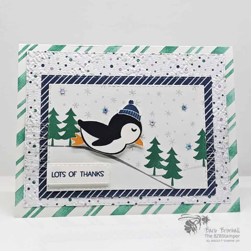 Adorable Penguin Place Thank You Card 1 Penguin Place Thank You Card in Blue and Green