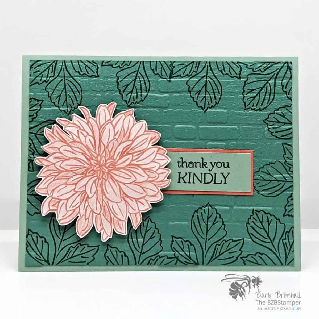 Delicate Dahlias Thank You Card 1 Delicate Dahlias Thank You Card with Brick Background
