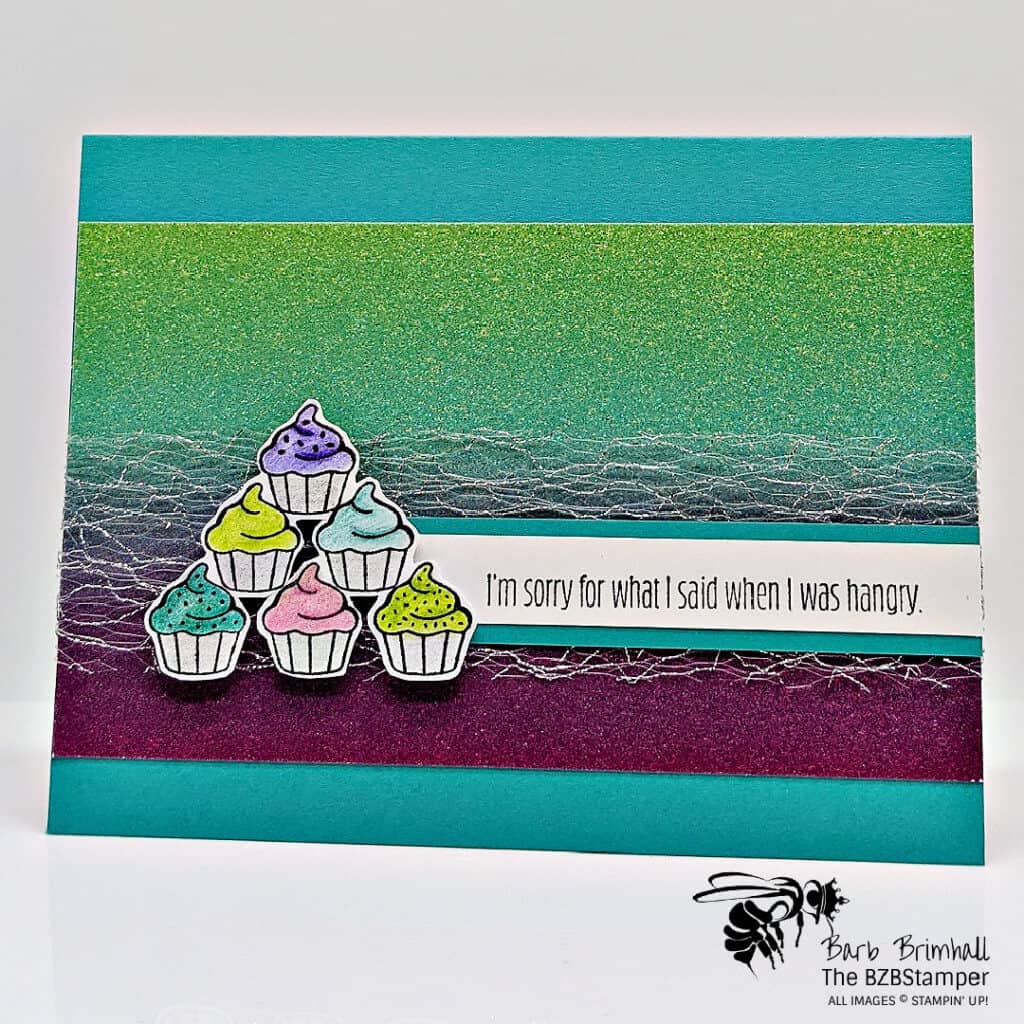 Cute Handmade Card with Cupcakes 1 Cupcake card featuring the Measure of Love Stamp Set by Stampin' Up!