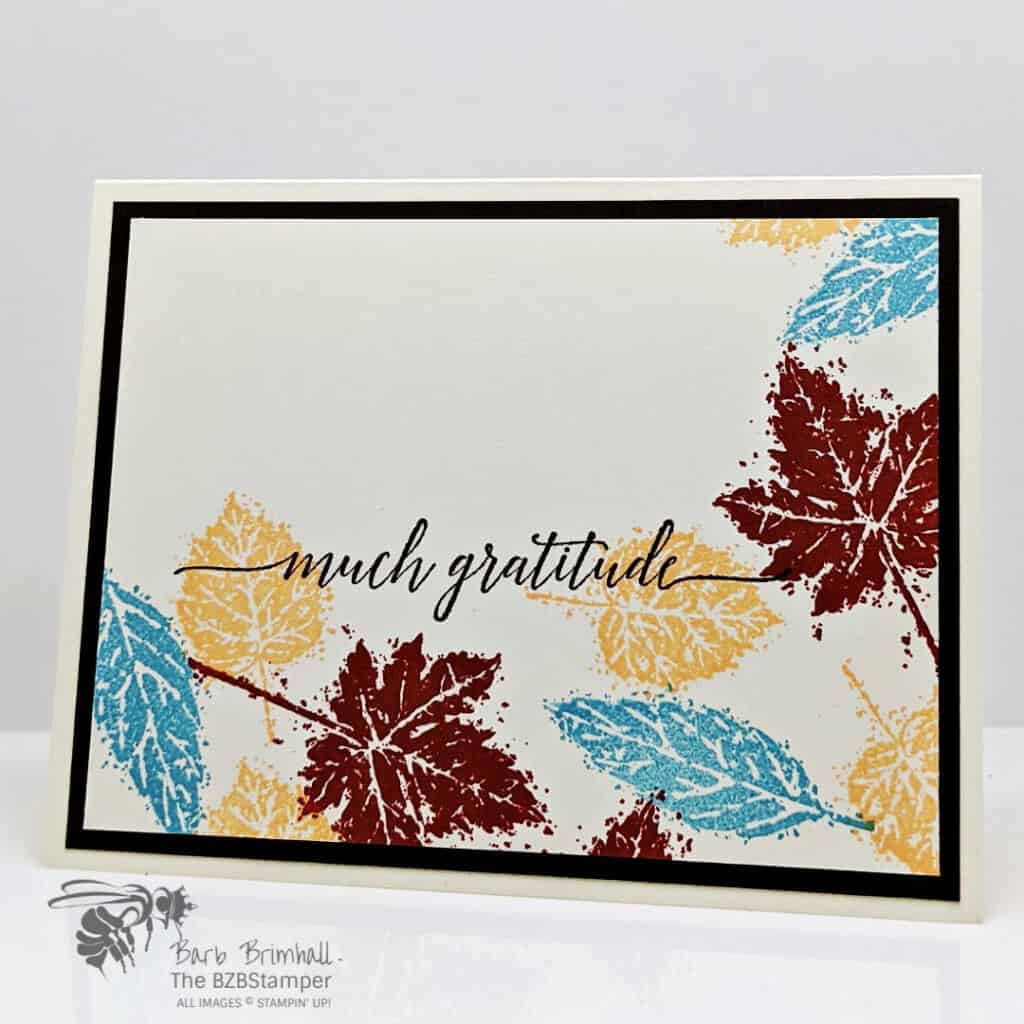 Quick and Easy Handmade Gratitude Card 1 Autumn Leaves Card featuring the Gorgeous Leaves Stamp Set