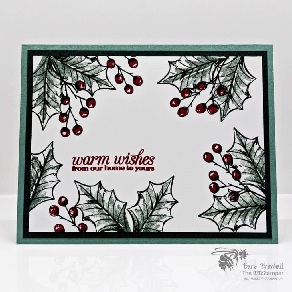 Simple Christmas Card Design 1 Poinsettia Petals Stamp SEt by Stampin' Up! in green and red