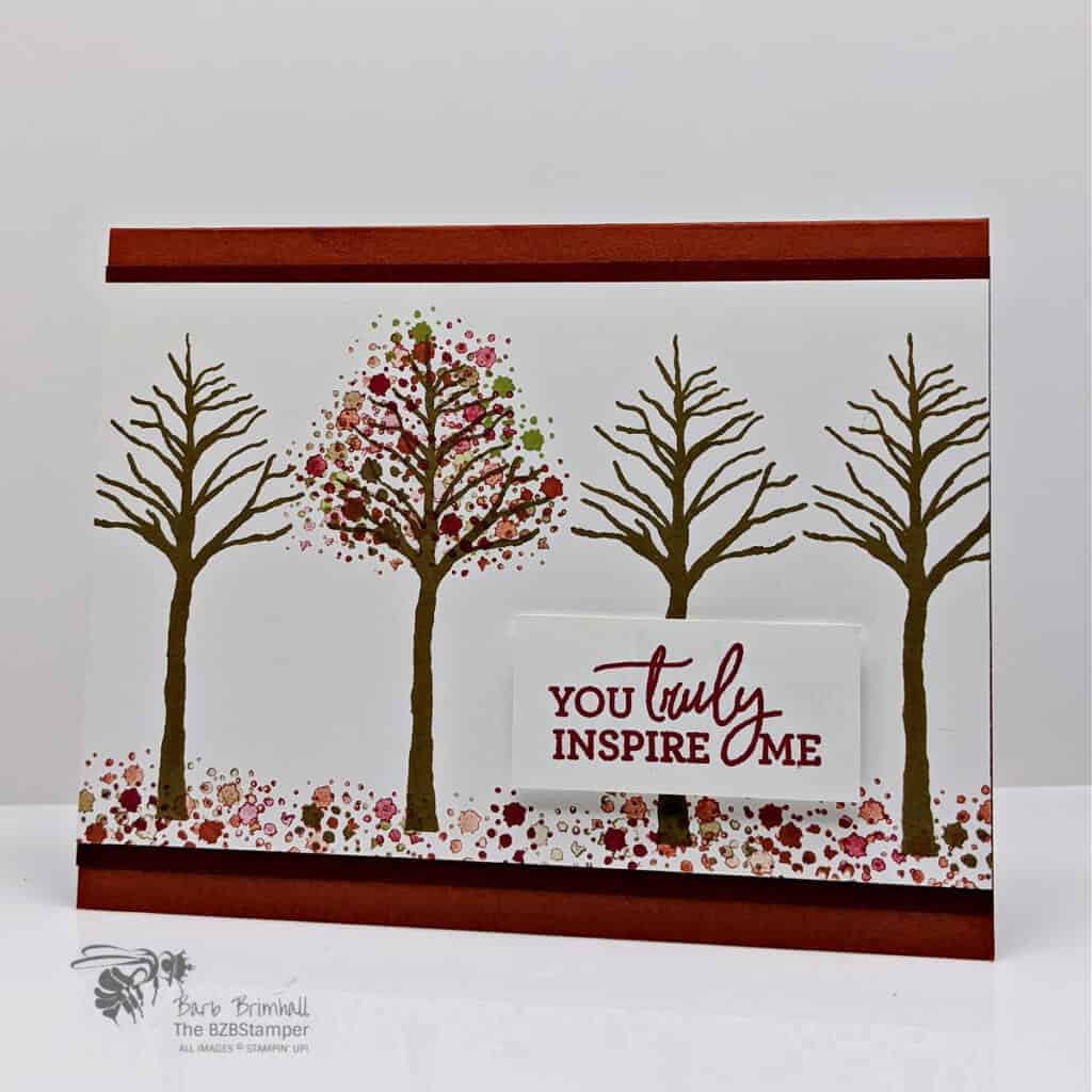 Easy Masculine Thinking of You Card 1 Masculine card with trees and leaves in Fall colors