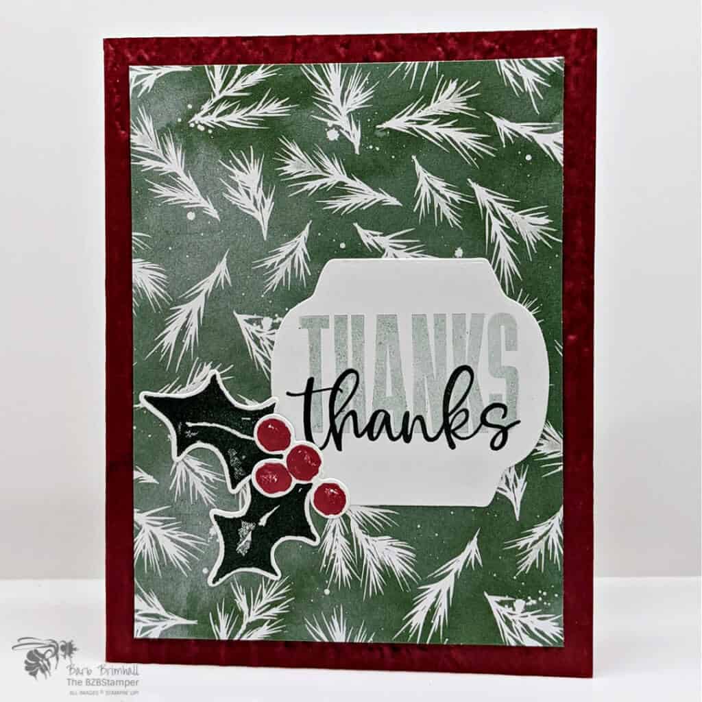Make a Statement with the Biggest Wish Stamp Set 1 Thank you card using Biggest Wish stamps with red & green holly