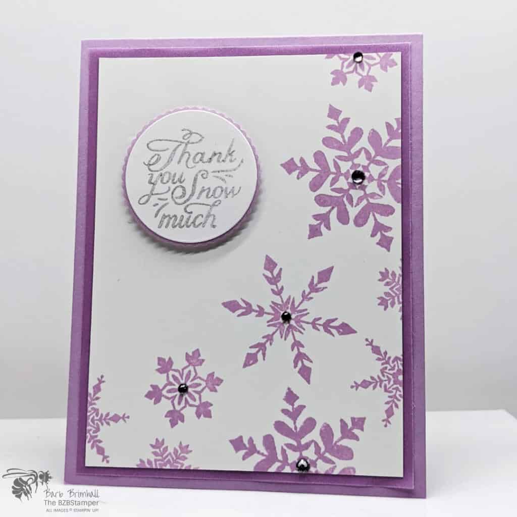 Snowflake Wishes Thank You Card 1 Snowflake Wishes handmade card in Fresh Freesia Purple