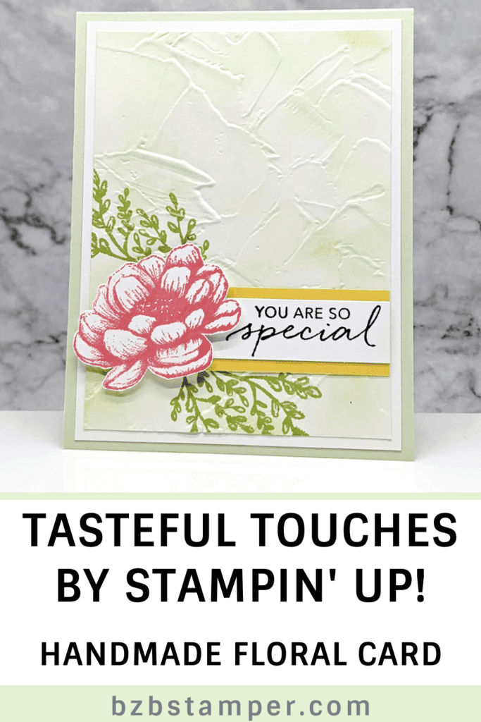 Beautiful Handmade Floral Card for All Occasions 19 Tasteful Touches Stamp Set by Stampin' Up! in pink and green
