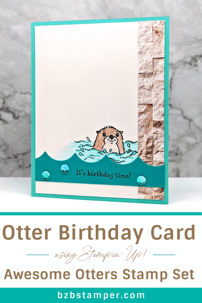 Awesome Otter Happy Birthdy Card in blues