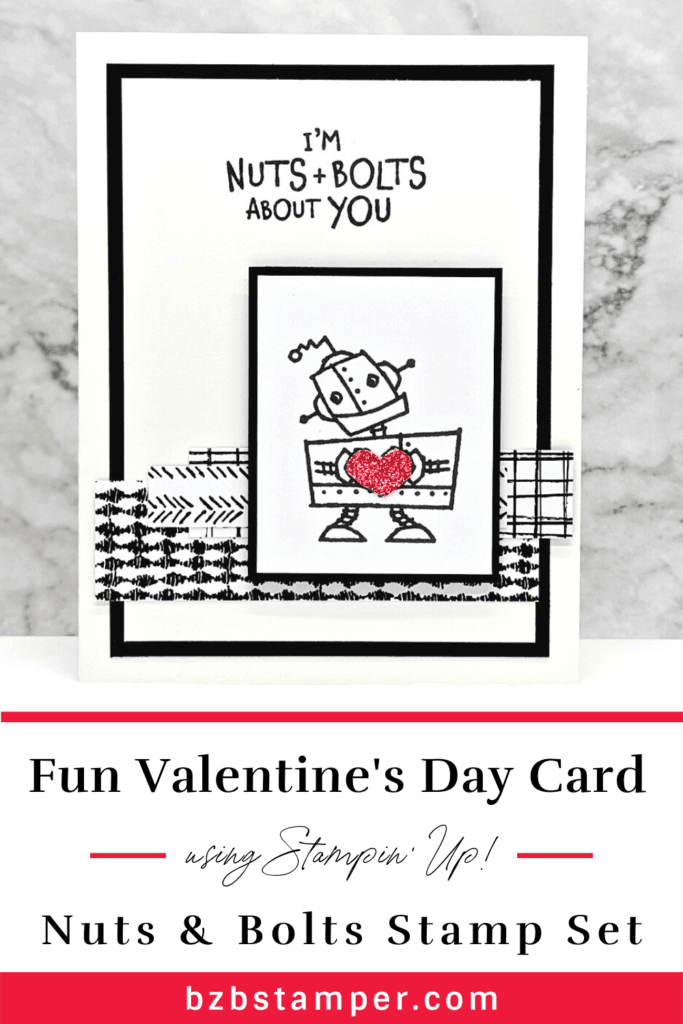 Easy Handmade Valentine's Day Card 14 Robot Valentine's Day Card using Nuts & Bolts Stamp Set by Stampin' Up!