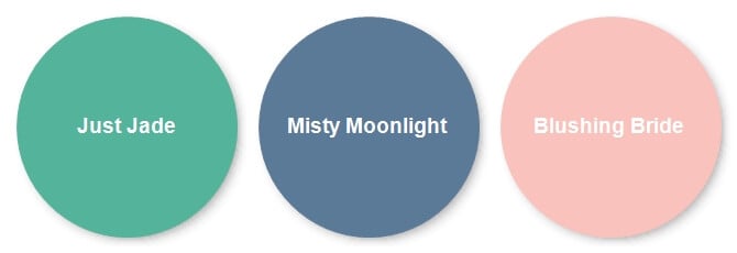 Stampin Up Colors in Just Jade, Misty Moonlight and Blushing Bride