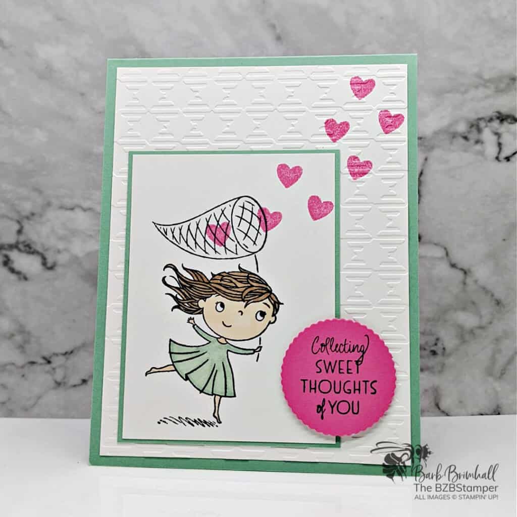 Cute and Easy Thinking of You Card 1 Pink and Green Chasing Butterflies by Stampin' Up