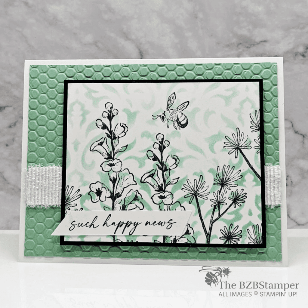 Cardmaking Tutorial featuring Decorative Masks 1 Honeybee Home Stamp Set in Green & Black