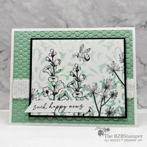 Cardmaking Tutorial featuring Decorative Masks 17 Honeybee Home Stamp Set in Green & Black