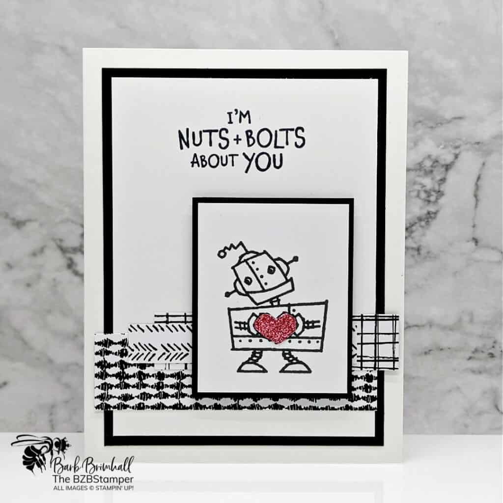 Easy Handmade Valentine's Day Card 1 Robot Valentine's Day Card using Nuts & Bolts Stamp Set by Stampin' Up!