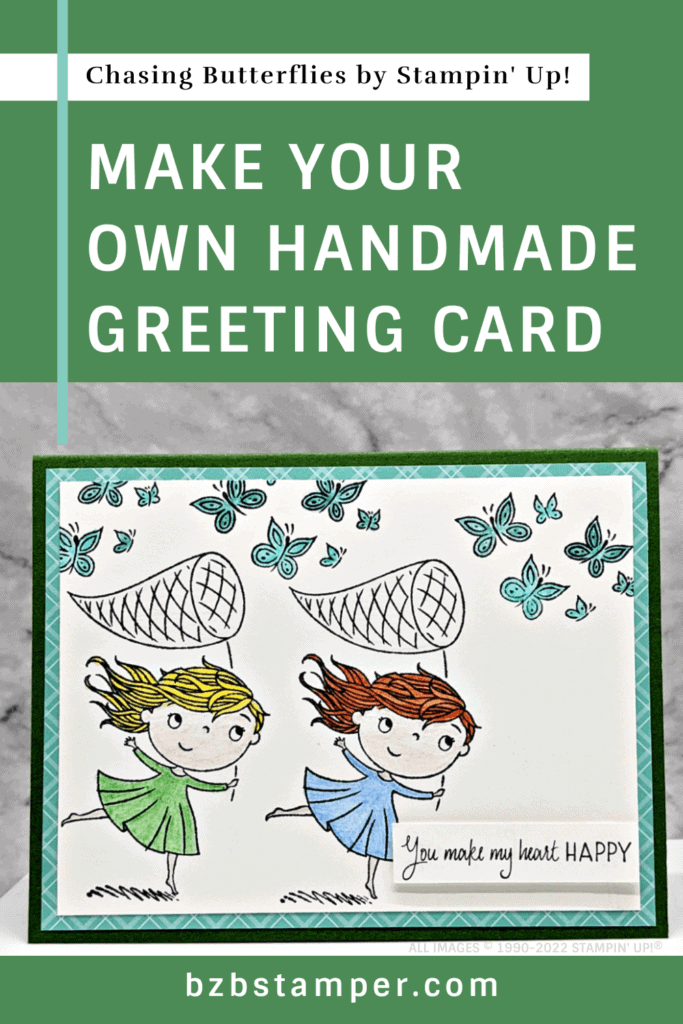 Handstamped Card Idea For Your Bestie 15 2 girls catching butterflies using Stampin 'Up! supplies