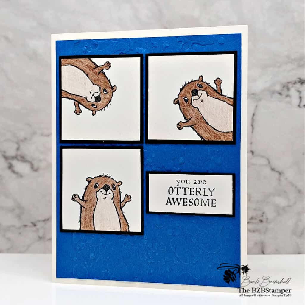 How to Make a Fun Handmade Card using the Awesome Otters Stamp Set 1 handmade card featuring the Awesome Otters Stamp Set in blue and brown