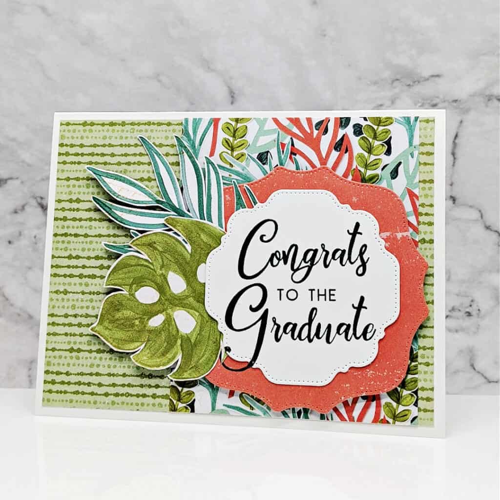 Island Vibe Graduation Card Tutorial 1 Handmade Graduation Card with a tropical vibe.