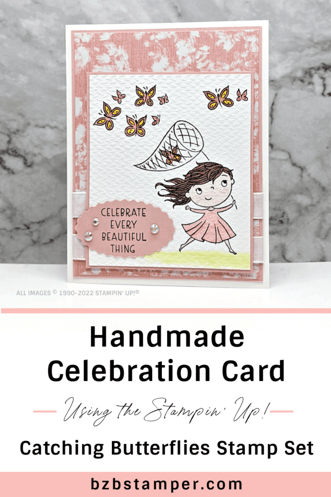 Catching Butterflies Stamp Set 16 Handmade card featuring a girl catching butterflies