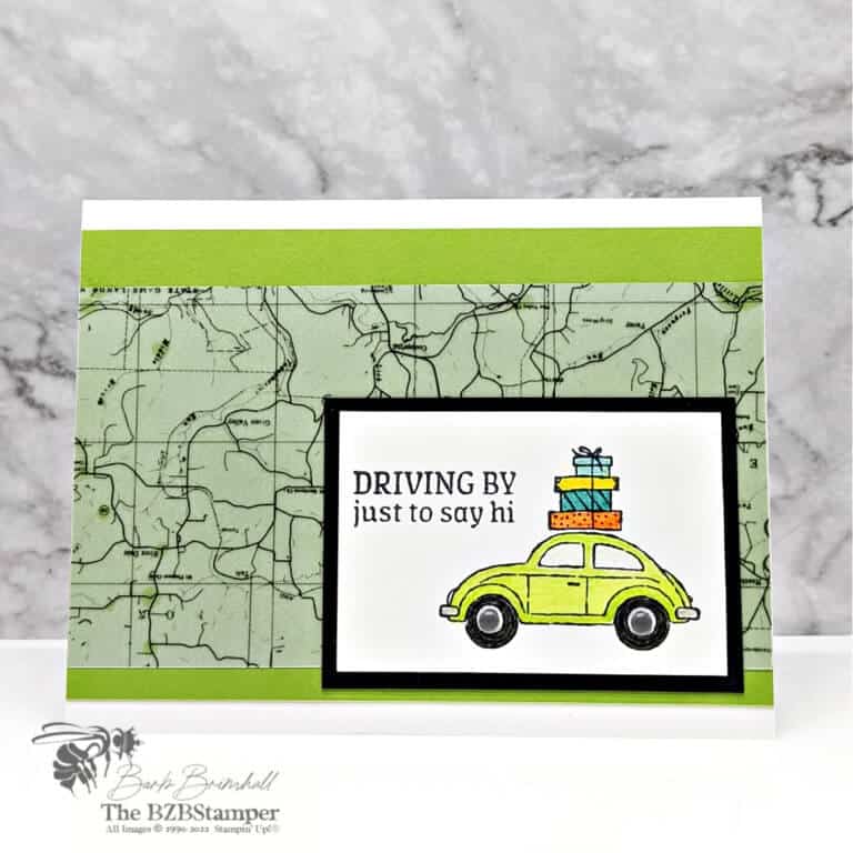 Cute handmade card featuring a Volkswagon Bug