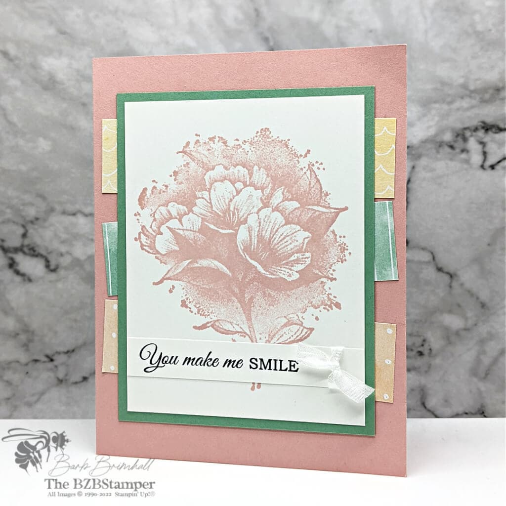 Beautiful handmade card in soft colors wiith pretty paper.