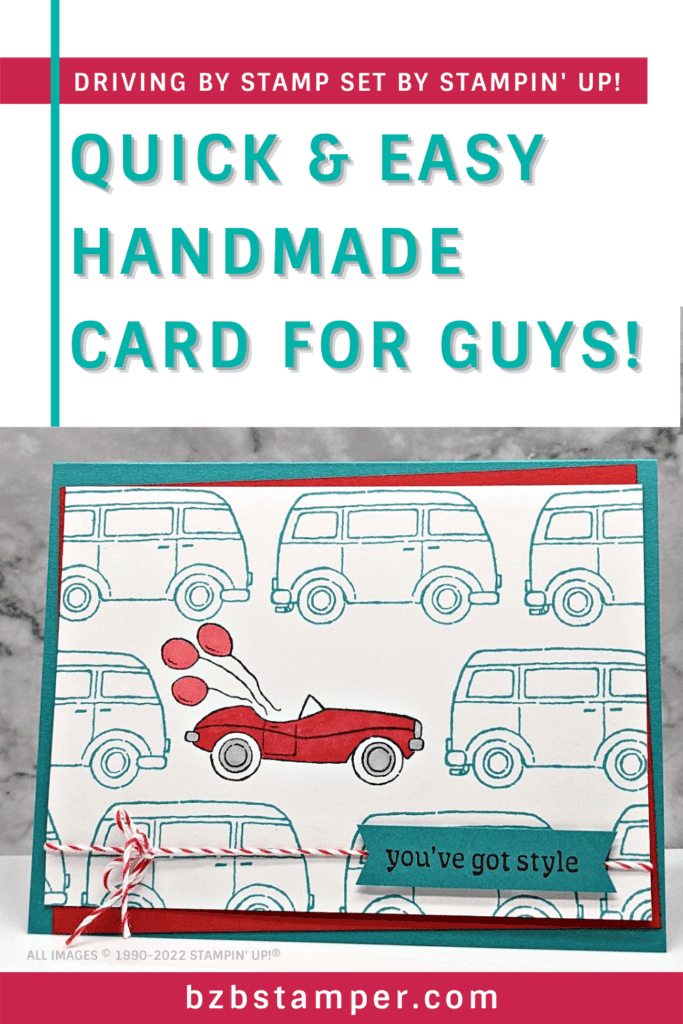 Fun handmade card featuring a bright red roadster car