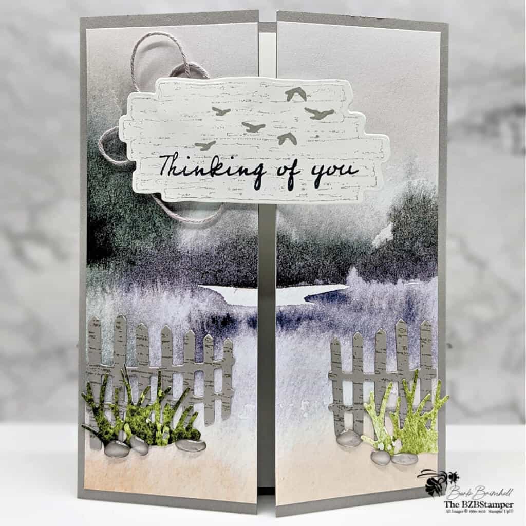 Beautiful Gate Fold Card using the On The Horizon Bundle 1 030622 stampin up on the horizon