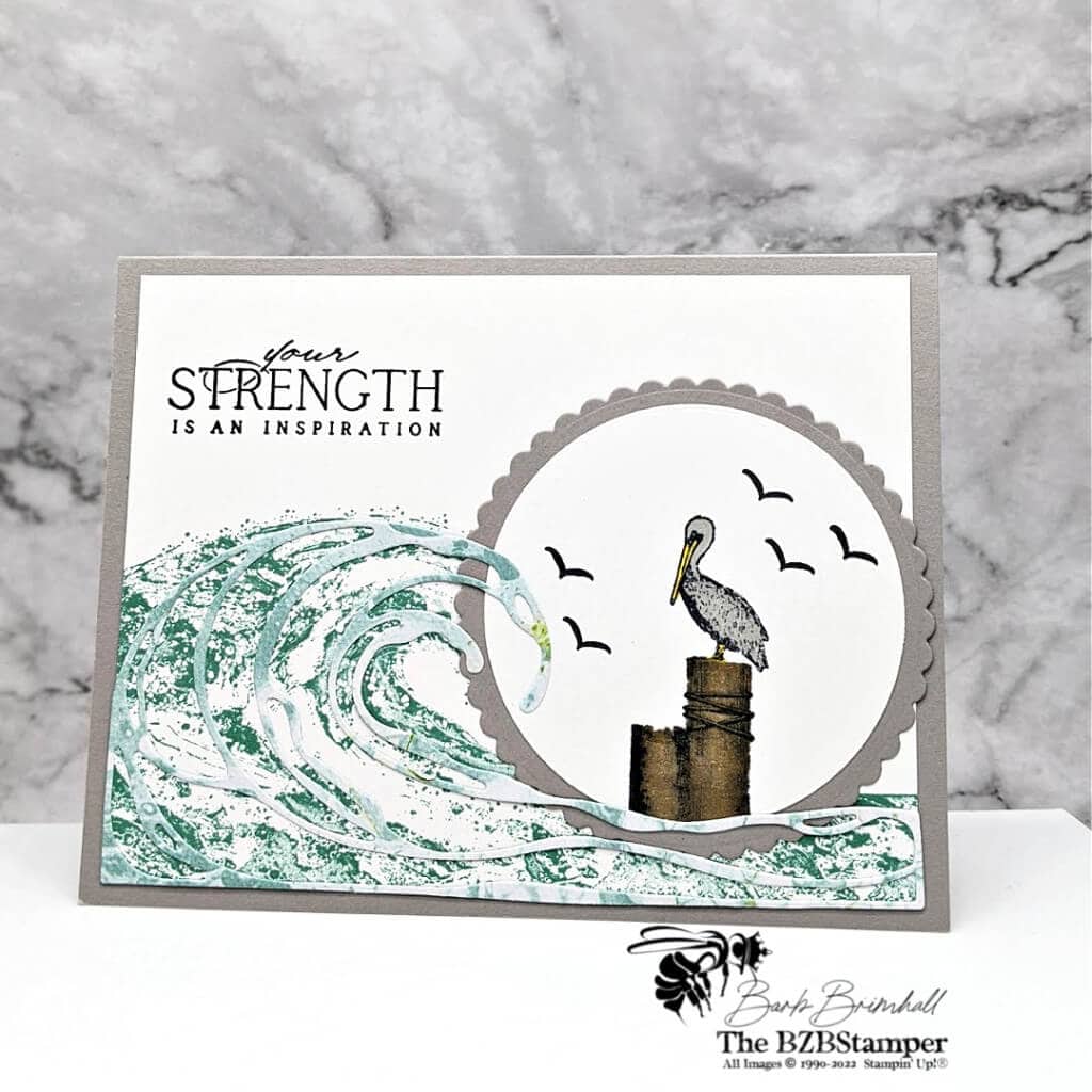 Waves of Inspiration Bundle 1 handmade card with crane