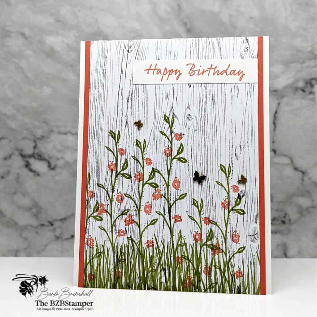 Happy Birthday Card using the Wildflower Path Stamp Set 1 Happy Birthday Card using the Wildflower Path Stamp Set in orange and green