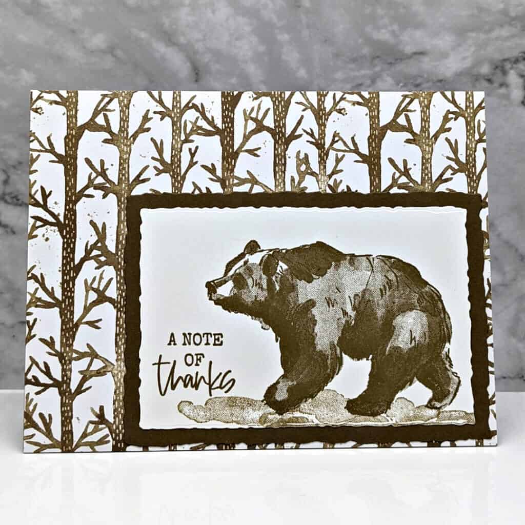 5-Minute Masculine Thank You Card 1 handmade thank you greeting card featuring a bear